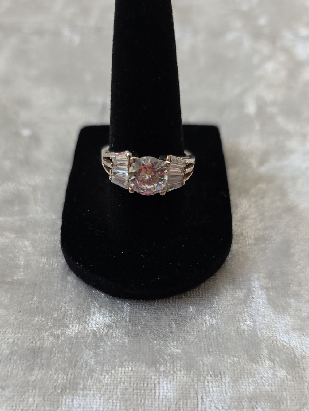 Classic Sterling Silver Round Cubic Zirconia Cocktail/Engagement Ring